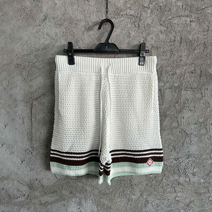 casablanca striped open knit shorts